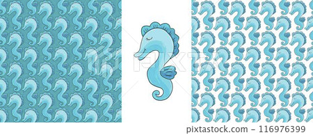 Set Creative marine seamless pattern. Pattern in hand draw style, created for fabrics Set Creative marine seamless pattern. Pattern in hand draw style, created for fabrics 116976399