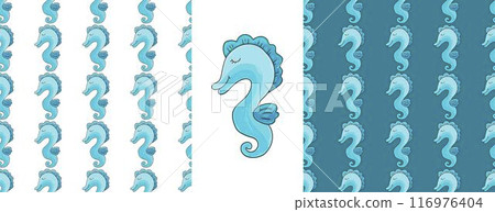 Set Creative marine seamless pattern. Pattern in hand draw style, created for fabrics Set Creative marine seamless pattern. Pattern in hand draw style, created for fabrics 116976404