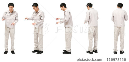 建築工廠穿著工作服的男子全身圖剪裁素材 116978336