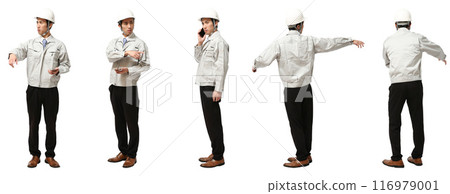 在頭盔製造業的工廠或建築中工作的人的全身圖形剪裁材料 在頭盔製造業的工廠或建築中工作的人的全身圖形剪裁材料 116979001