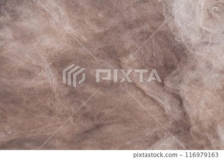 Construction worker thermally insulating house mineral wool attic with glass wool 116979163