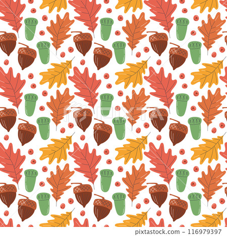Fall season elements seamless background design 116979397