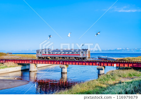 北海道線網本線木波54號清晨穿過鐵橋(濱-小清水-苫別) 北海道線網本線木波54號清晨穿過鐵橋(濱-小清水-苫別) 116979879
