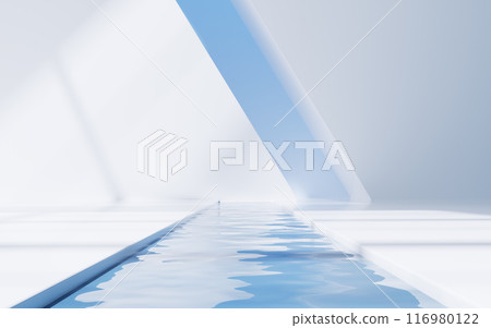 Bright room with water inside, 3d rendering. Bright room with water inside, 3d rendering. 116980122