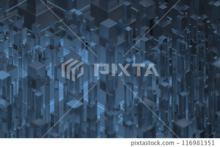 Technological cubes with black background, 3d Technological cubes with black background, 3d 116981351