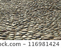 Paving stones made of granite stones. 116981424