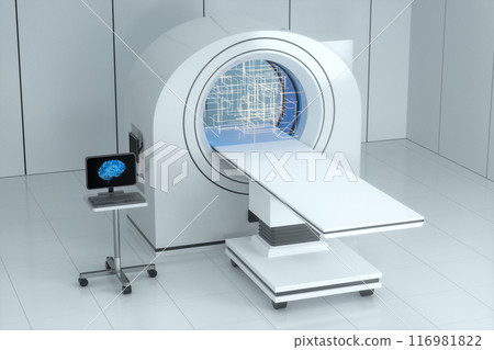 The medical equipment CT machine in the white 116981822