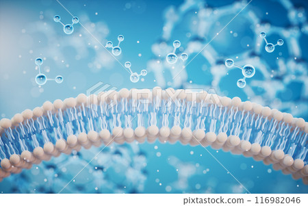 Cell membrane with blue background, 3d rendering. 116982046