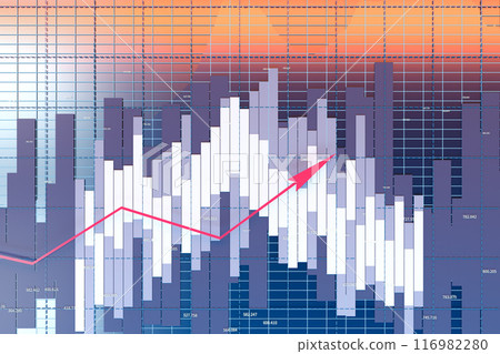 Growing arrow of economical data, financial Growing arrow of economical data, financial 116982280