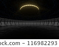 Dark round room with reflective floor, 3d 116982293