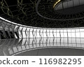 Dark round room with reflective floor, 3d 116982295