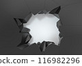 Crack hole on the dark metal wall, 3d rendering. 116982296