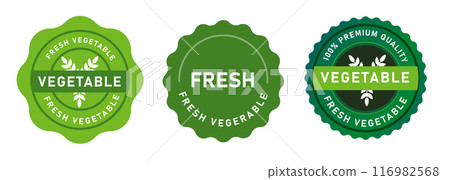 fresh vegetable natural ingredients seal emblem logo sign product tag 116982568
