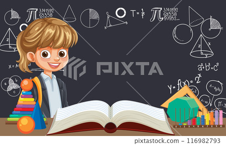 Child Learning Mathematics in Classroom 116982793