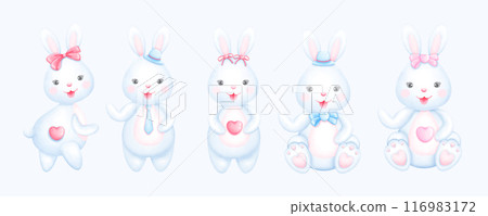 Cute Watercolor Bunny Clipart - Download Bunny Illustration 116983172