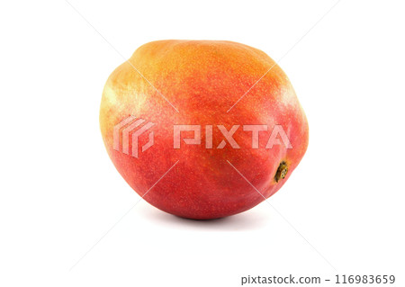 Ripe vibrant colors mango fruits isolated on white background 116983659