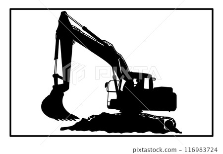 Backhoe Silhouette - Heavy Equipment Illustration and Construction Clipart 116983724