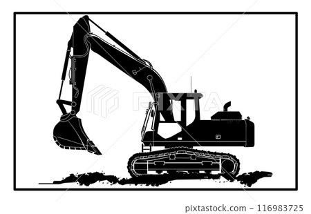 Backhoe Silhouette - Heavy Equipment Illustration and Construction Clipart 116983725
