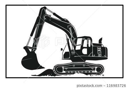 Backhoe Silhouette - Heavy Equipment Illustration and Construction Clipart Backhoe Silhouette - Heavy Equipment Illustration and Construction Clipart 116983726