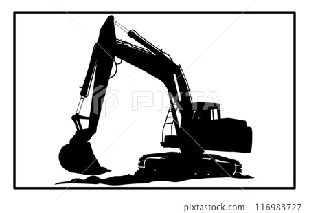 Backhoe Silhouette - Heavy Equipment Illustration and Construction Clipart 116983727