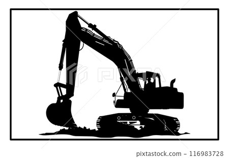 Backhoe Silhouette - Heavy Equipment Illustration and Construction Clipart 116983728