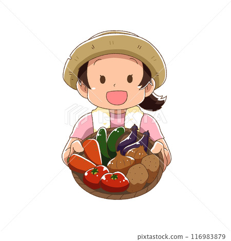 A woman holding cute vegetables A woman holding cute vegetables 116983879