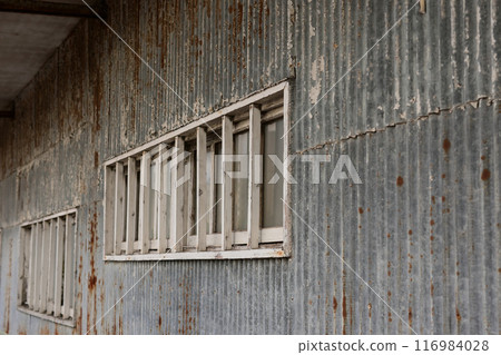 Galvanized iron wall and window Galvanized iron wall and window 116984028