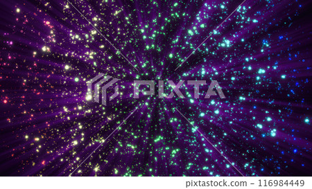 Abstract background of bright purple glowing shiny dots of bokeh stars and circles of beautiful festive space 116984449