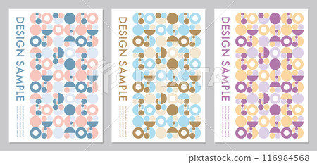 Memphis circle and semicircle pattern background template A4 set geometric vertical layout 116984568