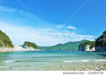 Jodogahama Beach in the blue sky, Iwate Prefecture 116984736