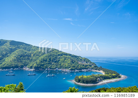 Cape Deai: A magnificent panoramic view of Suruga Bay from Cape Mihama, including Toda Port. A view spot in Nishiizu. A mecca for deep-sea fish. 116985189