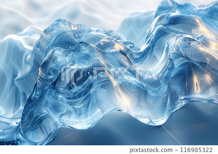 Background of blue wave made of ice. The image has a calm and serene mood 116985322