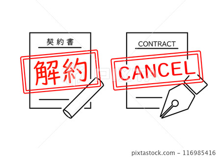 Line icon set for contract termination and cancellation 116985416