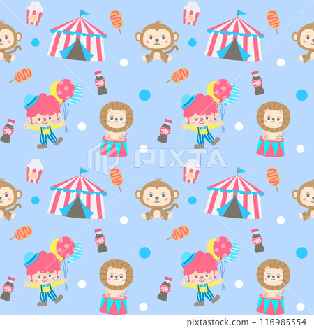 cute pastel seamless kids pattern circus party illustration 116985554