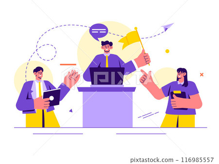 Business Leadership Vector Illustration with A Businessman Leader Helping the Team Develop Themselves to Achieve Success in a Flat Cartoon Background Business Leadership Vector Illustration with A Businessman Leader Helping the Team Develop Themselves to Achieve Success in a Flat Cartoon Background 116985557