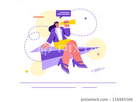 Business Leadership Vector Illustration with A Businessman Leader Helping the Team Develop Themselves to Achieve Success in a Flat Cartoon Background 116985566