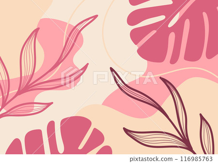 Tropical leaves plant pink organic design wallpaper background Tropical leaves plant pink organic design wallpaper background 116985763