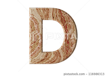 Letter sculpted from warm-toned marble, stands tall and elegant, a symbol of resilience and refinement. Letter sculpted from warm-toned marble, stands tall and elegant, a symbol of resilience and refinement. 116986313