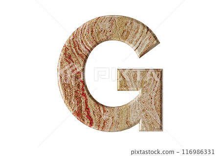 Letter sculpted from warm-toned marble, stands tall and elegant, a symbol of resilience and refinement. Letter sculpted from warm-toned marble, stands tall and elegant, a symbol of resilience and refinement. 116986331