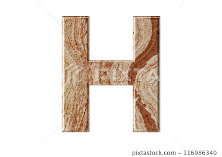 Letter sculpted from warm-toned marble, stands tall and elegant, a symbol of resilience and refinement. Letter sculpted from warm-toned marble, stands tall and elegant, a symbol of resilience and refinement. 116986340