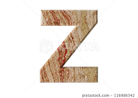 Letter sculpted from warm-toned marble, stands tall and elegant, a symbol of resilience and refinement. Letter sculpted from warm-toned marble, stands tall and elegant, a symbol of resilience and refinement. 116986342