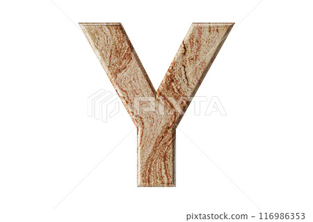 Letter sculpted from warm-toned marble, stands tall and elegant, a symbol of resilience and refinement. Letter sculpted from warm-toned marble, stands tall and elegant, a symbol of resilience and refinement. 116986353