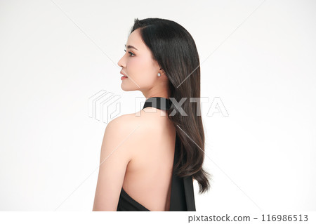 Beautiful young asian woman with clean fresh skin on white background, Face care, Facial treatment, Cosmetology, beauty and spa, Asian women portrait. 116986513