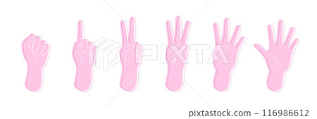 Illustration set of hands counting with fingers 116986612