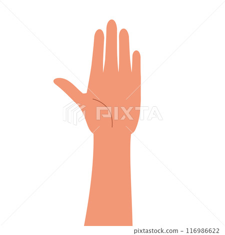 Close-up illustration of a raised hand 116986622