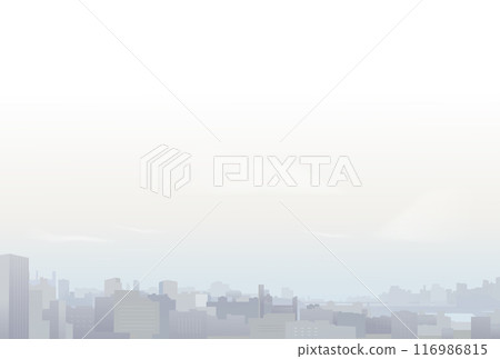 Illustration of a city with buildings covered in smog Illustration of a city with buildings covered in smog 116986815
