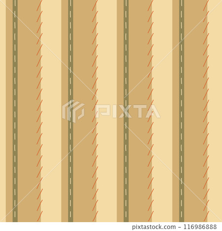 Vertical stripes in warm tones seamless pattern with different stitching or dashed line elements Vertical stripes in warm tones seamless pattern with different stitching or dashed line elements 116986888