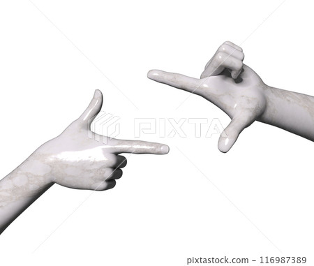 3D Two white marble hands 116987389