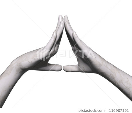 3D Two white marble hands 116987391