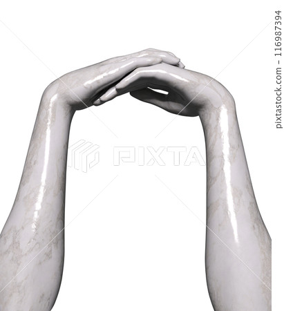 3D Two white marble hands 116987394